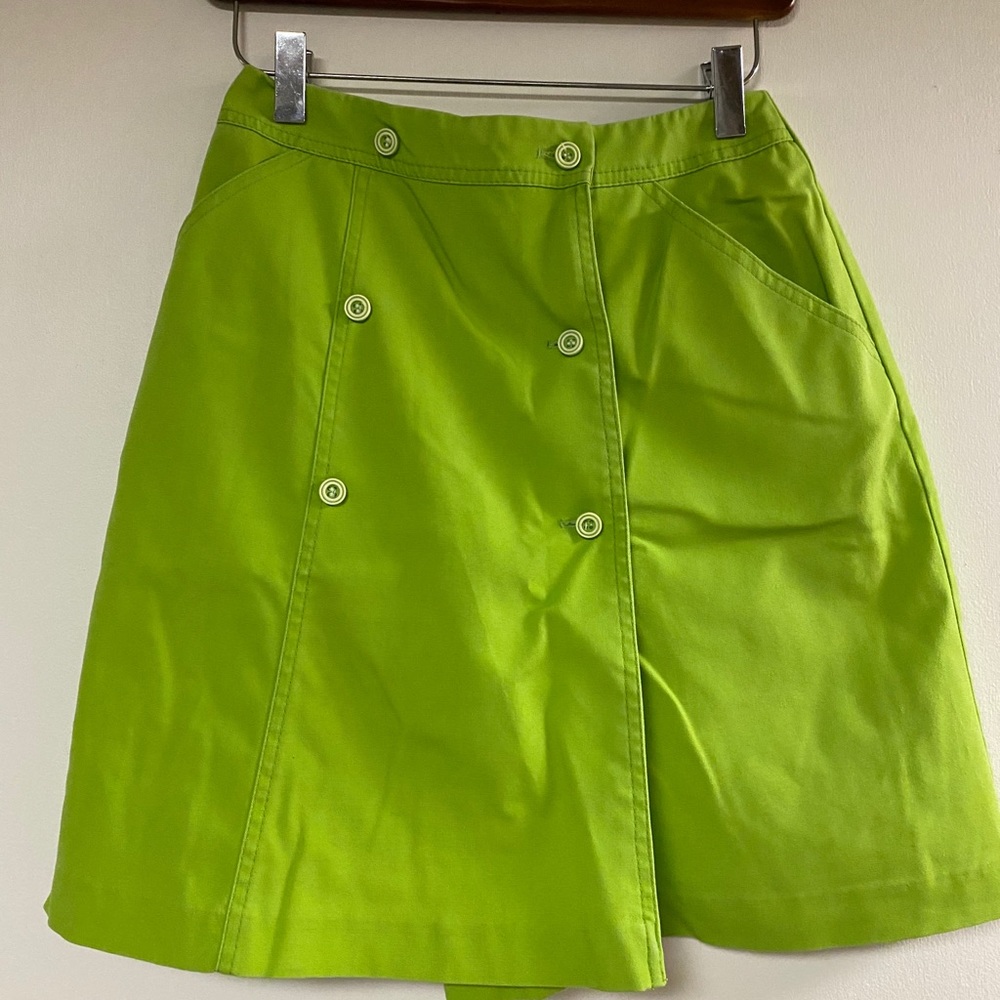 Vintage lime green button up skort